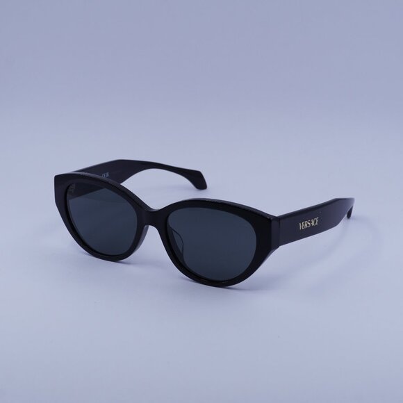 Versace VE4495D GB1/87 Sunglasses Black Cat Eye Frame Dark Grey Lenses